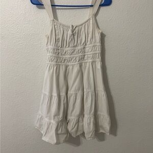 Aritzia Cream Tiered Mini Sundress